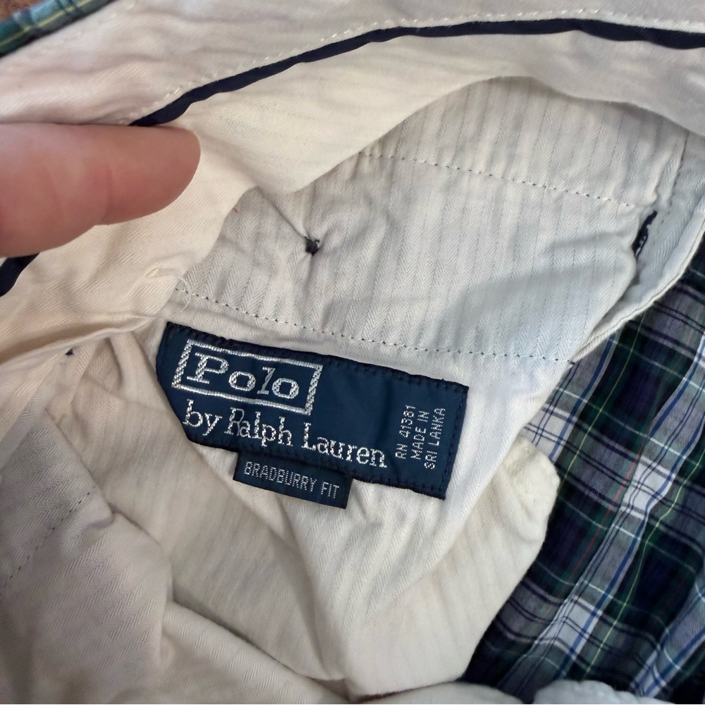 Polo Ralph Lauren Plaid Shorts Mens 33 Blue Green Tartan Bleeker Chino Bradburry - Picture 6 of 12